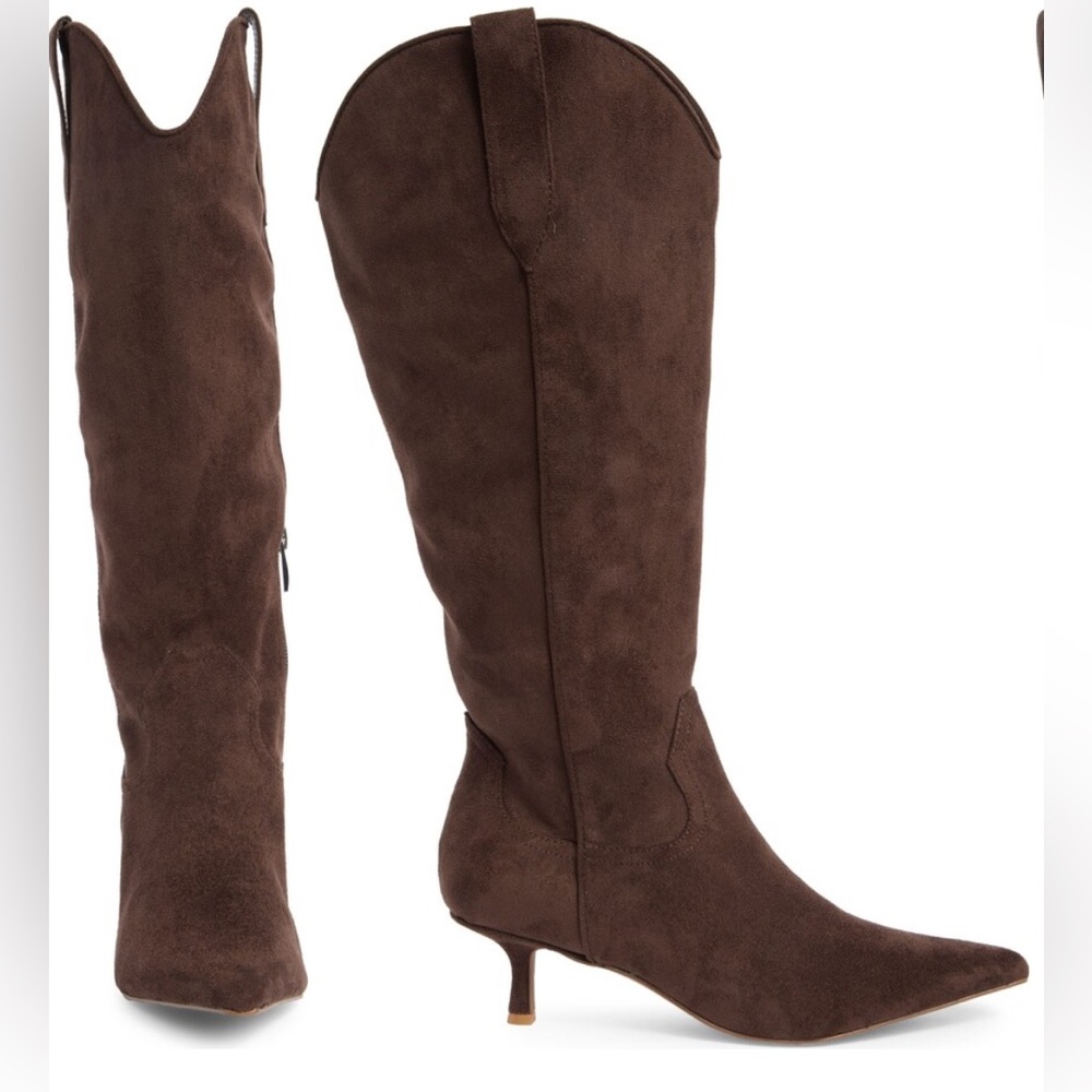 Brown Suede Heeled Boots
